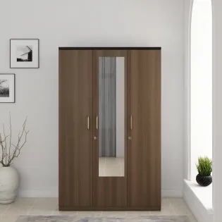 Roma 3 Door Wardrobe With Mirror New- Mol-acacia Dark - Woodpore